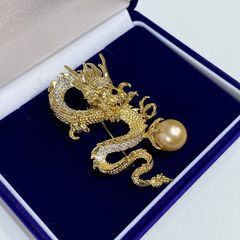 Trâm Cài Áo Ngọc Trai Rồng Vàng Giáp Thìn Phú Quý Phát Tài PKC008