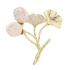 Designer Jewelry Trâm Cài Áo Ngọc Trai Chùm Ginkgo Bạch Quả Sang Trọng MADAME HIEN PEARLS PKC015
