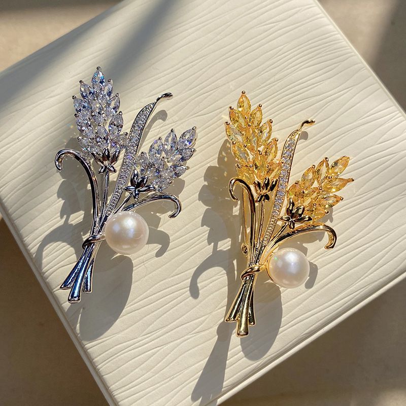 Trâm Cài Áo Hình Cây Lúa Triễu Bông Đính Ngọc Trai Tự Nhiên MADAME HIEN PEARLS Cho Nữ PKC019