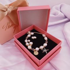 Hộp giấy 2 lớp đựng trang sức sang trọng màu hồng 8x10x4,5cm MADAME HIEN PEARLS