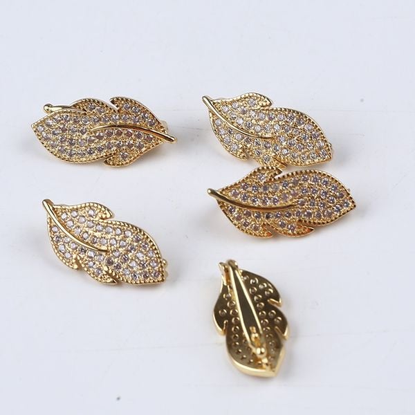 Chốt Khoá Clasp Trang Sức Vòng cổ Ngọc Trai Dáng Lá PKKC004
