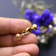 Khóa Cài Mặt Dây Chuyền Dây Tay Mạ Vàng 14k Mắc Xích Đơn Giản MADAME HIEN PEARLS PKKC013