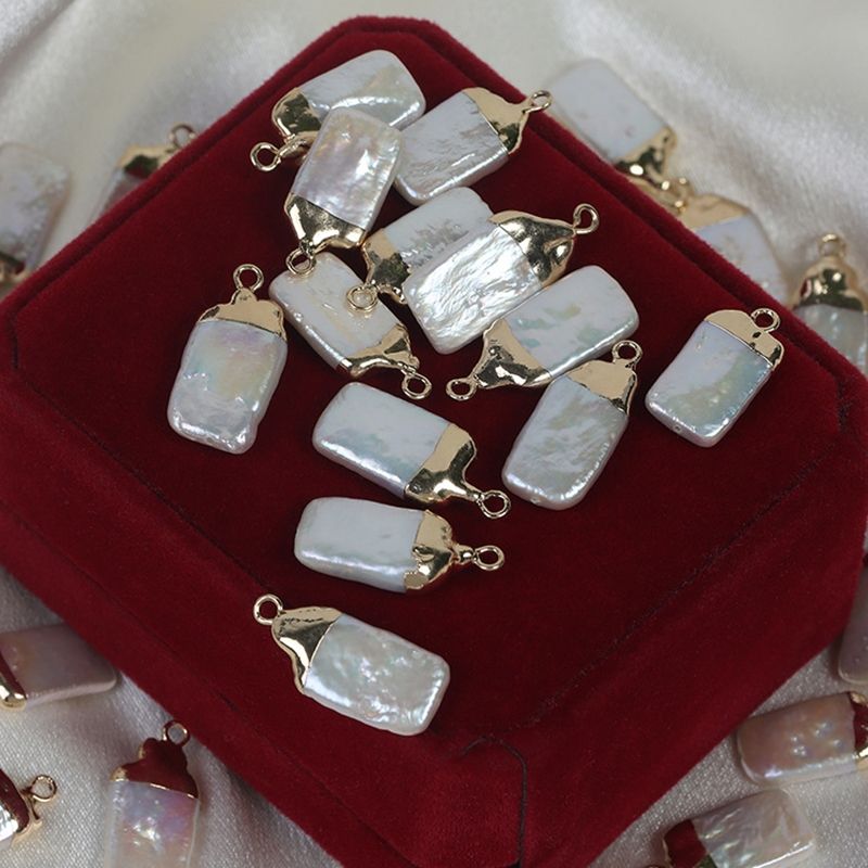 Hạt Ngọc Trai Tự Nhiên Nhiều Hình Dạng cẩn kim loại làm DIY Móc Vòng Tay, Vòng Cổ Nữ Trang PKM001S