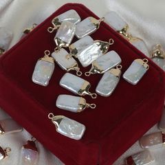 Hạt Ngọc Trai Tự Nhiên Nhiều Hình Dạng cẩn kim loại làm DIY Móc Vòng Tay, Vòng Cổ Nữ Trang PKM001S