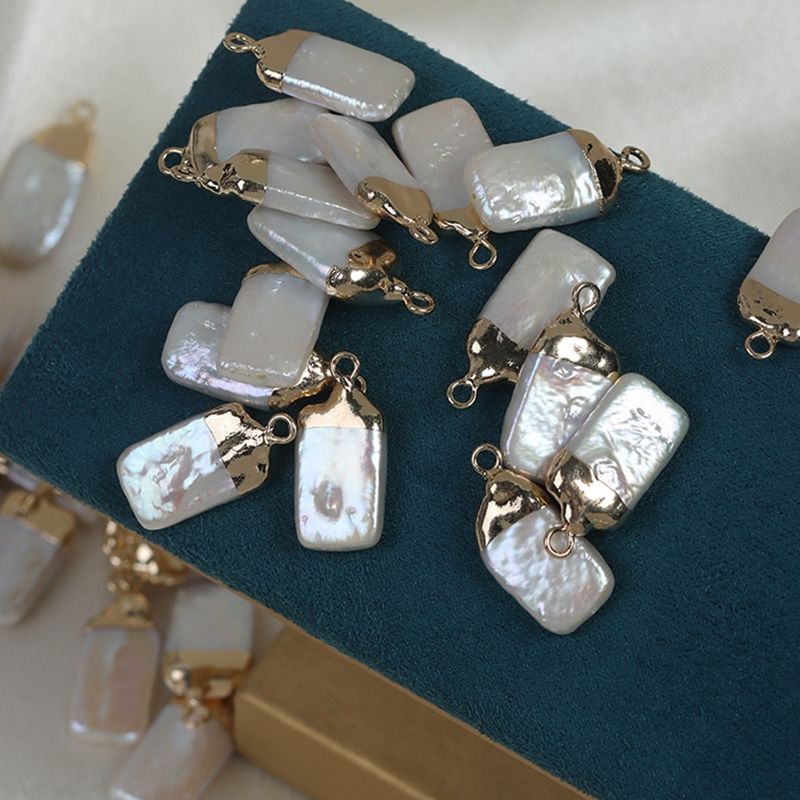 Hạt Ngọc Trai Tự Nhiên Nhiều Hình Dạng cẩn kim loại làm DIY Móc Vòng Tay, Vòng Cổ Nữ Trang PKM001S