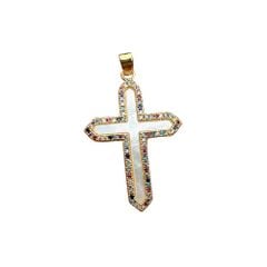 Mặt Dây Chuyền Xà Cừ Dáng Thánh Giá Viền Đá Màu Sang Trọng MADAME HIEN PEARLS PKMC001B
