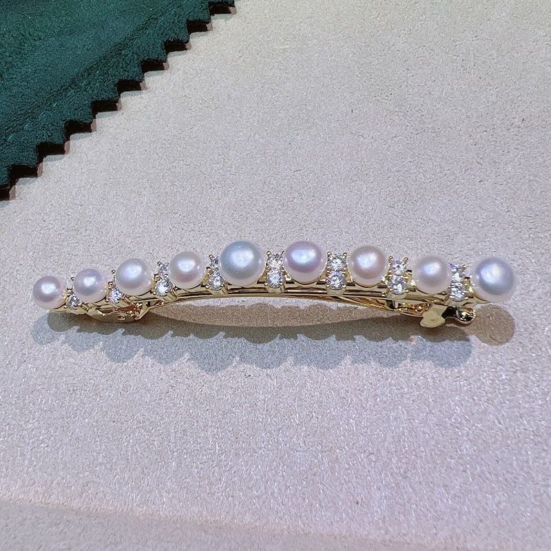 Kẹp Tóc Mái Lò Xo Đính 9 Ngọc Trai Tự Nhiên MADAME HIEN PEARLS Sang Trọng Cho Nữ PKT011