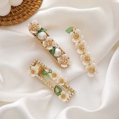Kẹp Tóc Ngọc Trai Tự Nhiên Dạng Mỏ Vịt Mặt Hoa Xà Cừ Xinh Xắn MADAME HIEN PEARLS Sang Trọng Cho Nữ PKT016