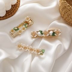 Kẹp Tóc Ngọc Trai Tự Nhiên Dạng Mỏ Vịt Mặt Hoa Xà Cừ Xinh Xắn MADAME HIEN PEARLS Sang Trọng Cho Nữ PKT016