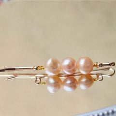 Kẹp Tóc Đính Thời Trang 3 Hạt Ngọc Traii Baroque Tự Nhiên Madame Hien Pearls Cho Nữ PKT002