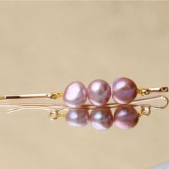 Kẹp Tóc Đính Thời Trang 3 Hạt Ngọc Traii Baroque Tự Nhiên Madame Hien Pearls Cho Nữ PKT002