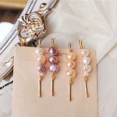 Kẹp Tóc Đính Thời Trang 3 Hạt Ngọc Traii Baroque Tự Nhiên Madame Hien Pearls Cho Nữ PKT002