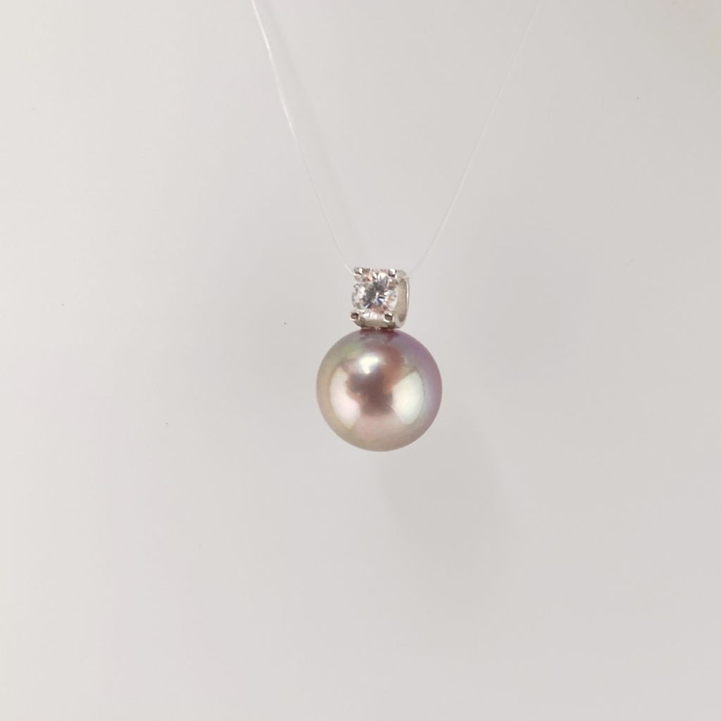 Mặt Dây Chuyền Ngọc Trai 13-14mm AAAA Tròn Hoàn Hảo Khung Bạc s925 Mạ Vàng Ý (AU750) BMVMT004