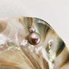 Mặt Dây Chuyền Ngọc Trai 13-14mm AAAA Tròn Hoàn Hảo Khung Bạc s925 Mạ Vàng Ý (AU750) BMVMT004