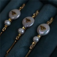 Kẹp Tóc Ngọc Trai Baroque Tự Nhiên Đồng Xu Đính Kim Chuồn Chuồn Cổ Điển Sang Trọng MADAME HIEN PEARLS Cho Nữ PKT017
