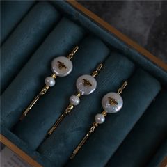 Kẹp Tóc Ngọc Trai Baroque Tự Nhiên Đồng Xu Đính Kim Chuồn Chuồn Cổ Điển Sang Trọng MADAME HIEN PEARLS Cho Nữ PKT017