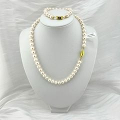 [Kèm Kiểm Định] Set Bộ Trang Sức Ngọc Trai Tròn Tự Nhiên VIP Cao Cấp AAAA 8-9 mm Khoá Yên Ngựa s925 Mạ Vàng MADAME HIEN PEARLS SCT015