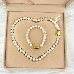 [Kèm Kiểm Định] Set Bộ Trang Sức Ngọc Trai Tròn Tự Nhiên VIP Cao Cấp AAAA 8-9 mm Khoá Yên Ngựa s925 Mạ Vàng MADAME HIEN PEARLS SCT015