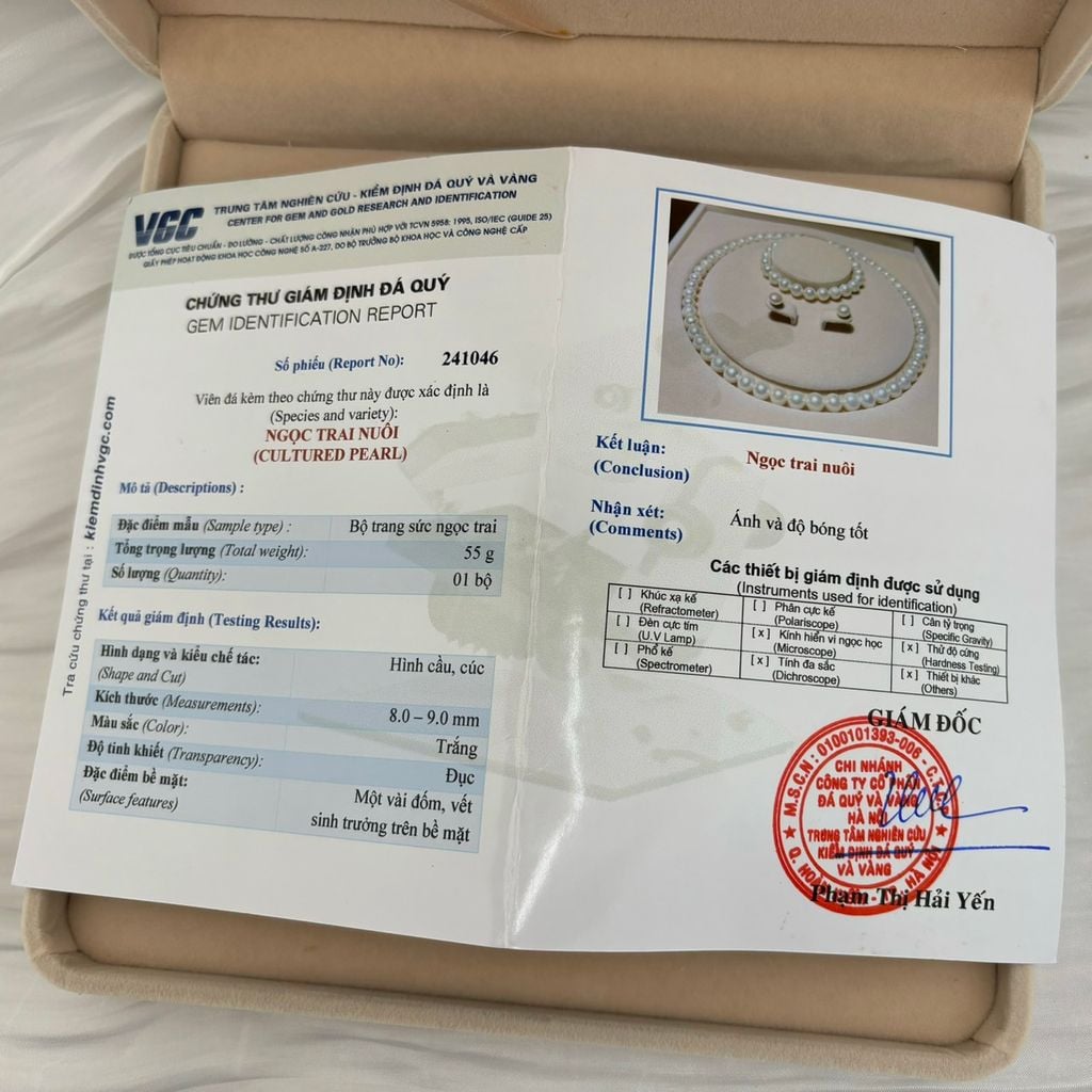 [Kèm Kiểm Định] Set Bộ Trang Sức Ngọc Trai Tròn Tự Nhiên VIP Cao Cấp AAAA 8-9 mm Khoá Yên Ngựa s925 Mạ Vàng MADAME HIEN PEARLS SCT015