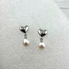 Bông Tai Ngọc Trai Tự Nhiên Mặt Trái Tim Bạc Tua Rua Ngọc Trai Hạt Gạo Đáng Yêu MADAME HIEN PEARLS BTG029