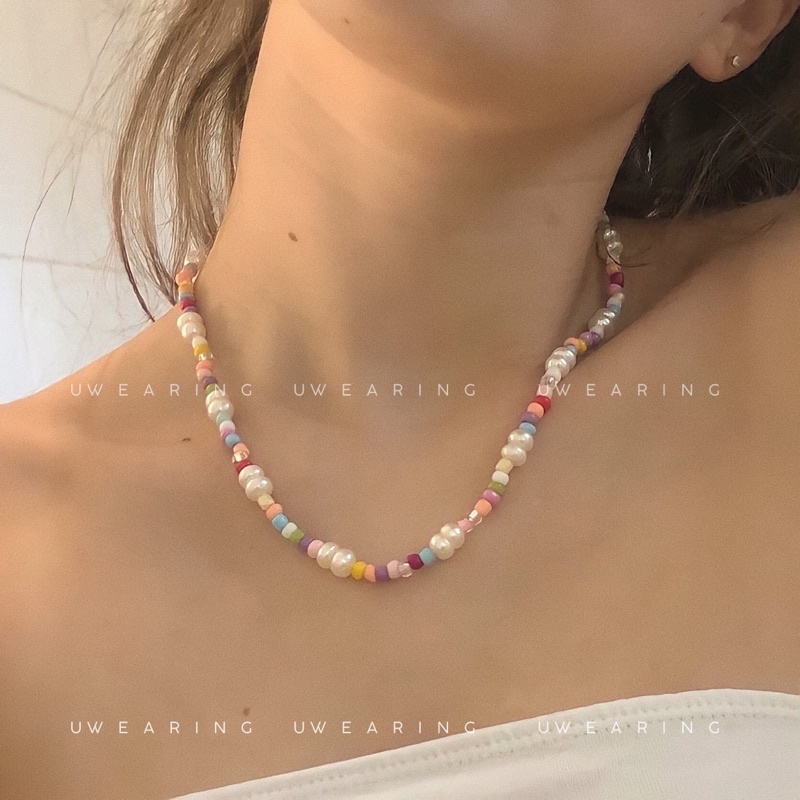 Vòng cổ Choker Ngọc Trai Tự Nhiên Phối Cườm Đa Sắc Màu MADAME HIEN PEARLS Cho Con Gái Yêu CG024