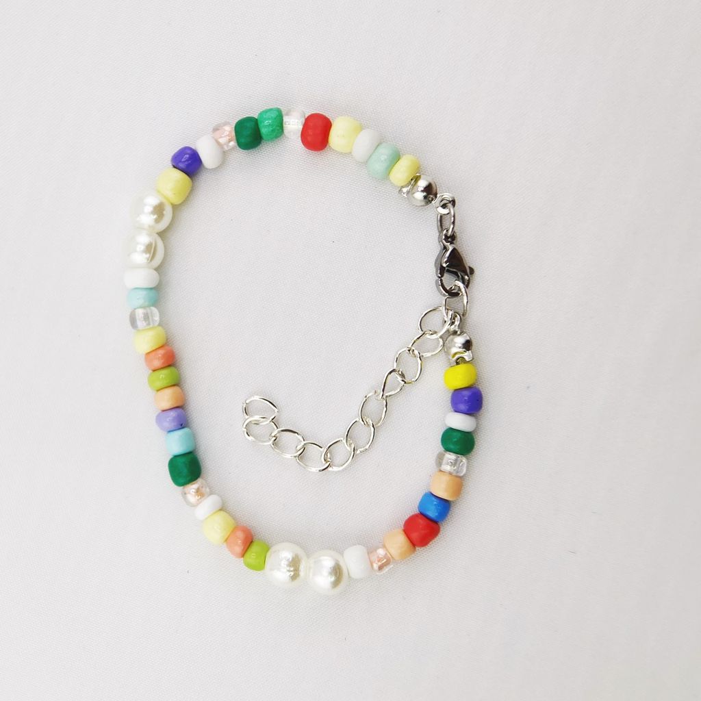 Vòng Tay Ngọc Trai Tự Nhiên Phối Cườm Đa Sắc Màu MADAME HIEN PEARLS Cho Con Gái Yêu VTG022