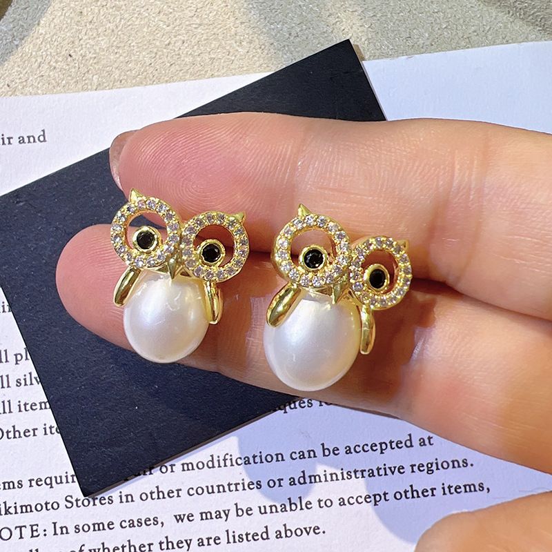 Set Trang Sức Vòng Cổ Và Bông Tai Cú Mèo Đính Ngọc Trai Tự Nhiên Xinh Xắn MADAME HIEN PEARLS SPS056