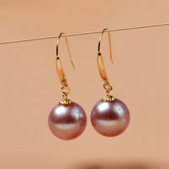 Bông Tai Kim Bạc s925 Đính Hạt Ngọc Trai Hồng Tím Tròn Tự Nhiên Phong Cách Tối Giản MADAME HIEN PEARLS Cho Nữ BTT114
