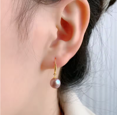 Bông Tai Kim Bạc s925 Đính Hạt Ngọc Trai Hồng Tím Tròn Tự Nhiên Phong Cách Tối Giản MADAME HIEN PEARLS Cho Nữ BTT114
