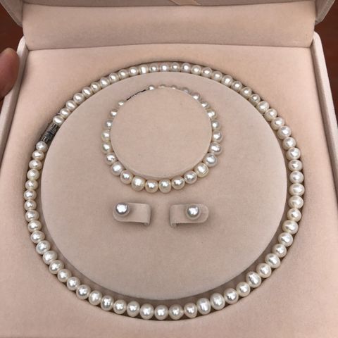 Bộ Choker Vòng Cổ và Vòng Tay Ngọc Trai Tự Nhiên 9-10mm sành điệu cá tính tặng hộp nữ trang nhung sang trọng làm quà tặng cao cấp