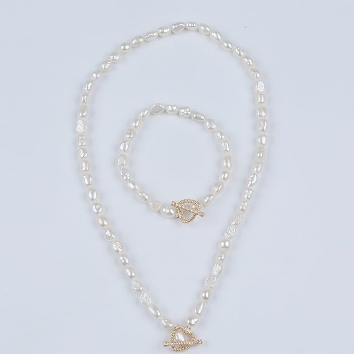 Set Bộ Vòng Cổ và Vòng Tay Trang sức Ngọc Trai Tự Nhiên Baroque SCB007