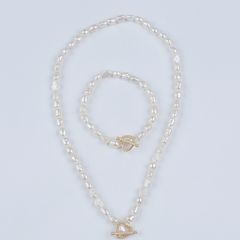 Set Bộ Vòng Cổ và Vòng Tay Trang sức Ngọc Trai Tự Nhiên Baroque SCB007