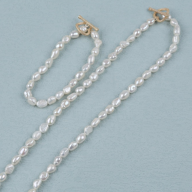 Set Bộ Vòng Cổ và Vòng Tay Trang sức Ngọc Trai Tự Nhiên Baroque SCB007