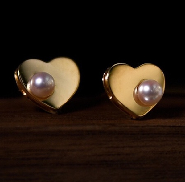 Bông Tai Nhí Hình Trái Tim Đính Ngọc Trai Tự Nhiên MADAME HIEN PEARLS Đáng Yêu Cho Nữ BTN032