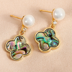 Bông Tai Bạc 925 Hình Hoa Lá Bốn Lá Vỏ Sò Xà Cừ Đính Ngọc Trai Tự Nhiên MADAME HIEN PEARLS BTN020