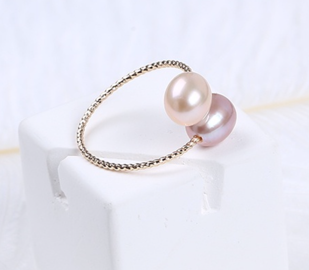 Nhẫn Ngọc Trai Nuôi tự nhiên dáng xoắn NG003