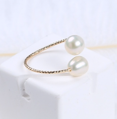 Nhẫn Ngọc Trai Nuôi tự nhiên dáng xoắn NG003