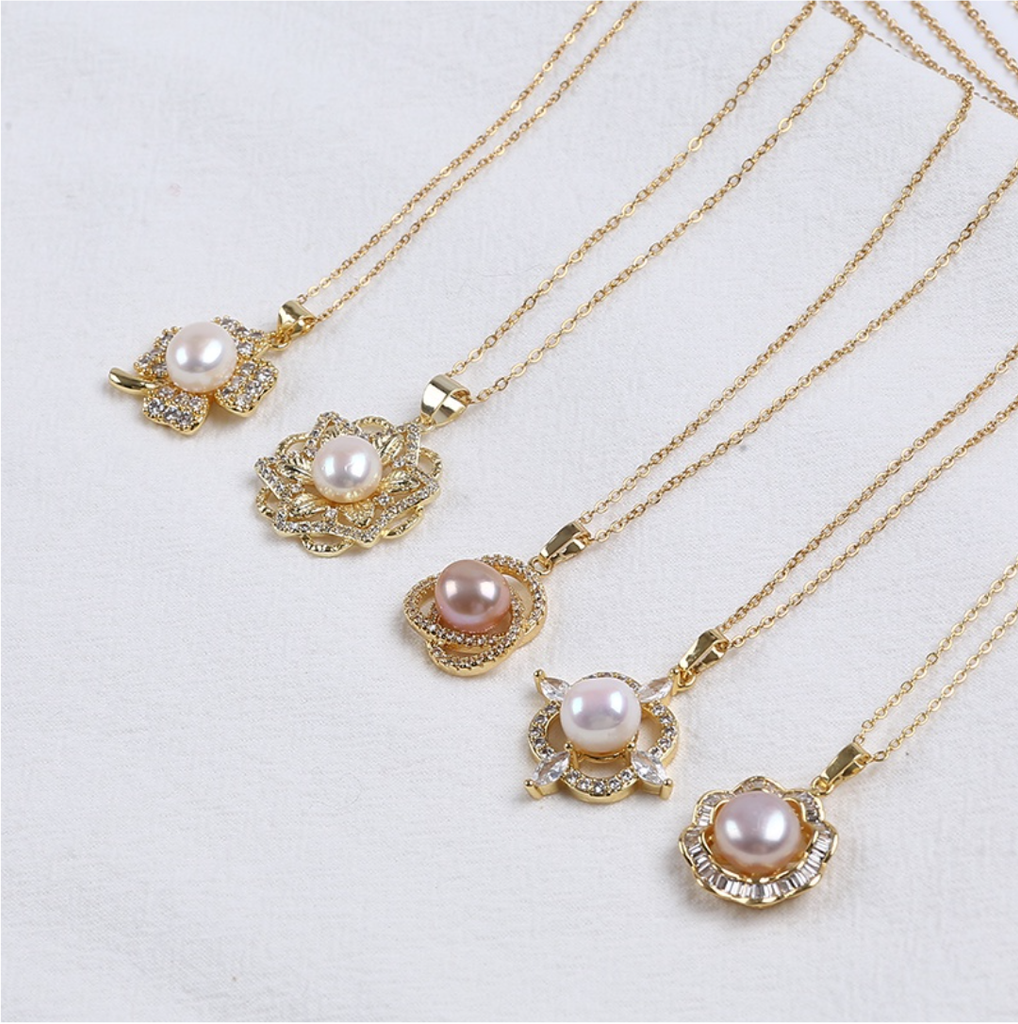 Mặt dây chuyền ngọc trai nuôi tự nhiên mạ vàng 18k