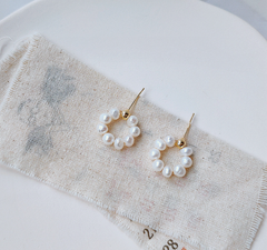 Bông Tai Vòng Tròn Nhỏ Đính Ngọc Trai Tự Nhiên MADAME HIEN PEARLS BTT007