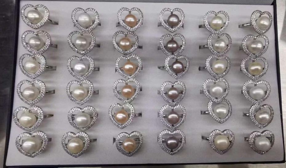 Nhẫn Ngọc Trai Tự Nhiên Size 9-10mm Dáng Tim Phong Cách Quý Phú Bà Ngọc trai Giá Sỉ Phú Quốc MADAME HIEN PEARLS NN045