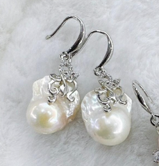 Bông Tai Ngọc Trai Dị Khủng 18-20mm Baroque Đính Khoen Hoa Cầu Kỳ Thời Trang Đại Gia Quý Phái MADAME HIEN PEARLS BTB075A,B,C,D