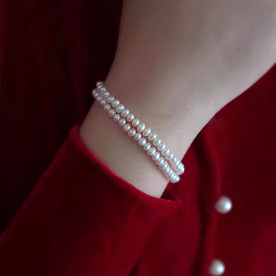 Vòng Cổ Ngọc Trai Hạt Gần Tròn 3-4mm Tự Nhiên Phong Cách Vintage Unisex Nam Nữ CT030