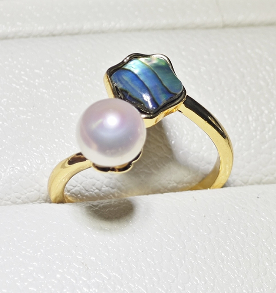Nhẫn Ngọc Trai Tự Nhiên Mặt Sò Xà Cừ Vỏ Bàu Ngư MADAME HIEN PEARLS Cho Nữ NN101