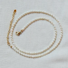 Vòng cổ Khoá Bạc 925 Đính Ngọc Trai Tự Nhiên Nhí 3-4mm MADAME HIEN PEARLS CG041