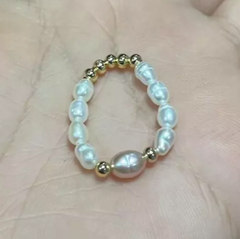 Nhẫn Chuỗi Ngọc Trai Tự Nhiên Mặt Que Kim Dị Dạng Lạ Mắt Cá Tính MADAME HIEN PEARLS Unisex Nam Nữ NG011