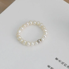 Nhẫn Chuỗi Ngọc Trai Tự Nhiên Nhí 3-4mm Mặt Bi Bạc s925 MADAME HIEN PEARLS Cho Nữ NT008