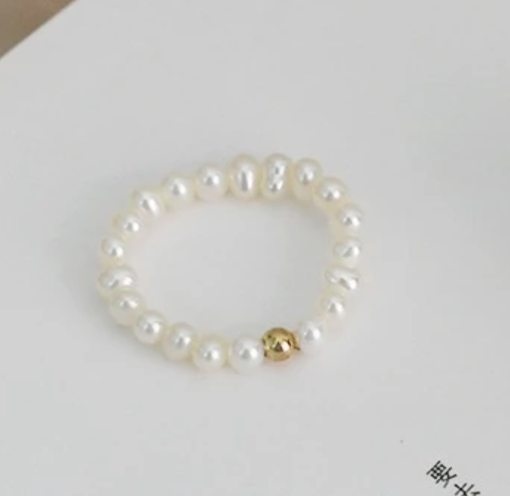 Nhẫn Chuỗi Ngọc Trai Tự Nhiên Nhí 3-4mm Mặt Bi Bạc s925 MADAME HIEN PEARLS Cho Nữ NT008