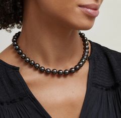 Bộ Set Trang Sức Ngọc Trai Đen Tự Nhiên 11mm Cao Cấp Gồm Vòng cổ + Vòng Tay + Bông tai Ngọc Trai MADAME HIEN PEARLS SCT001D