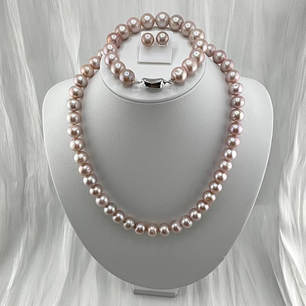 Bộ Set Trang Sức Ngọc Trai Tím Tự Nhiên 11mm Cao Cấp Gồm Vòng cổ + Vòng Tay + Bông tai Ngọc Trai MADAME HIEN PEARLS SCT001T
