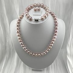 Bộ Set Trang Sức Ngọc Trai Tím Tự Nhiên 11mm Cao Cấp Gồm Vòng cổ + Vòng Tay + Bông tai Ngọc Trai MADAME HIEN PEARLS SCT001T